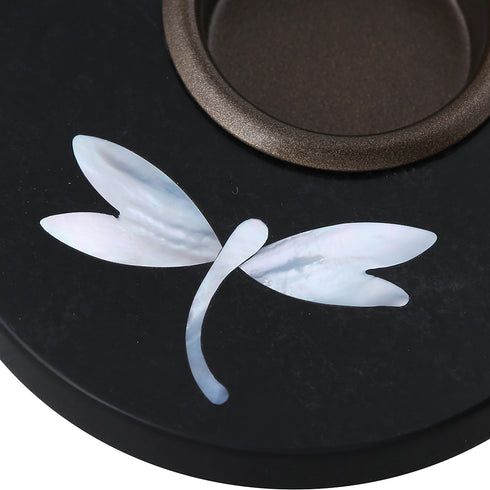 Round Tea Light Holder with Mother of Pearl Inlay